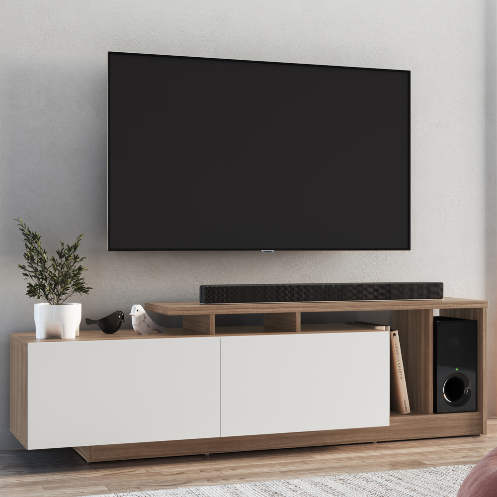 Rack Bancada Para TV 50 Pol 2 Portas B91 Montana Branco NOVAM