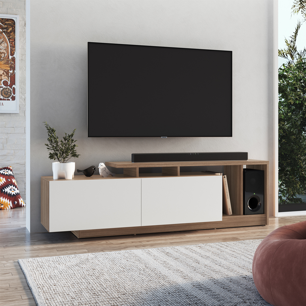 Rack Bancada Para TV 50 Pol 2 Portas B91 Montana Branco NOVAM