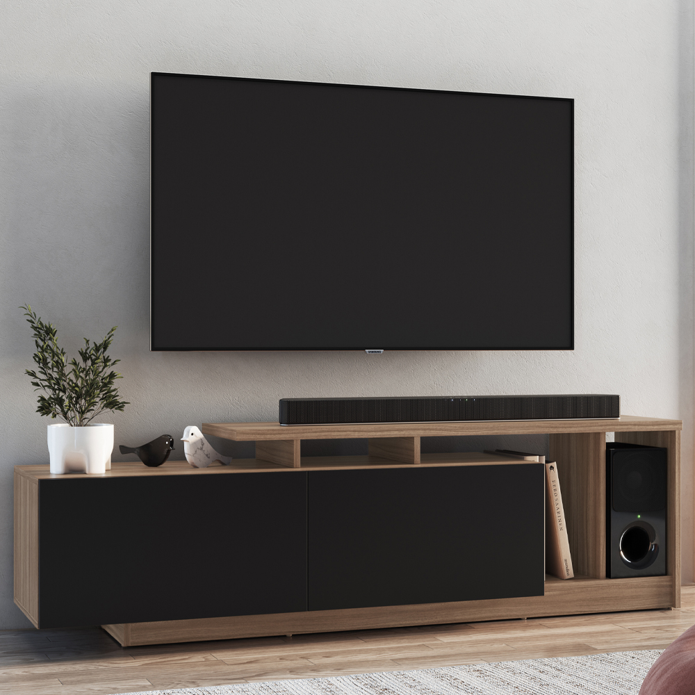 Rack Bancada Para TV 50 Pol 2 Portas B91 Montana Preto NOVAM