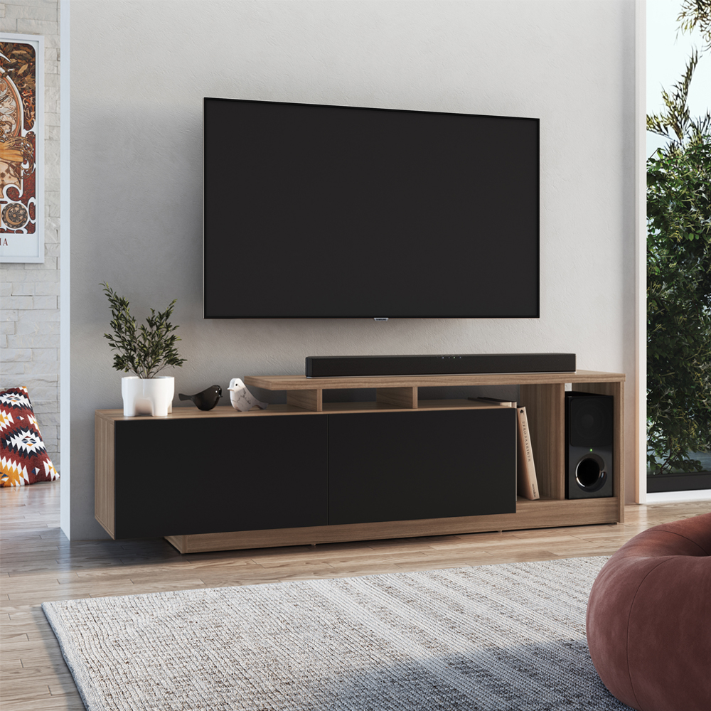 Rack Bancada Para TV 50 Pol 2 Portas B91 Montana Preto NOVAM