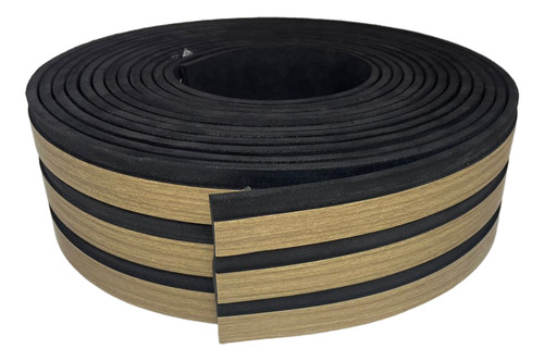 Eva Rodape Ripado Laminado Acabamento Madeirado Preto - 10m