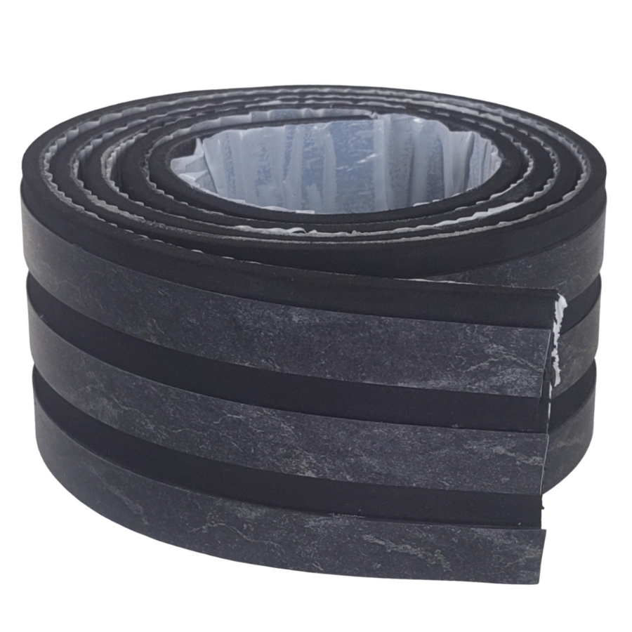 Eva Rodape Ripado Laminado Acabamento Marmo Preto - 2,5m