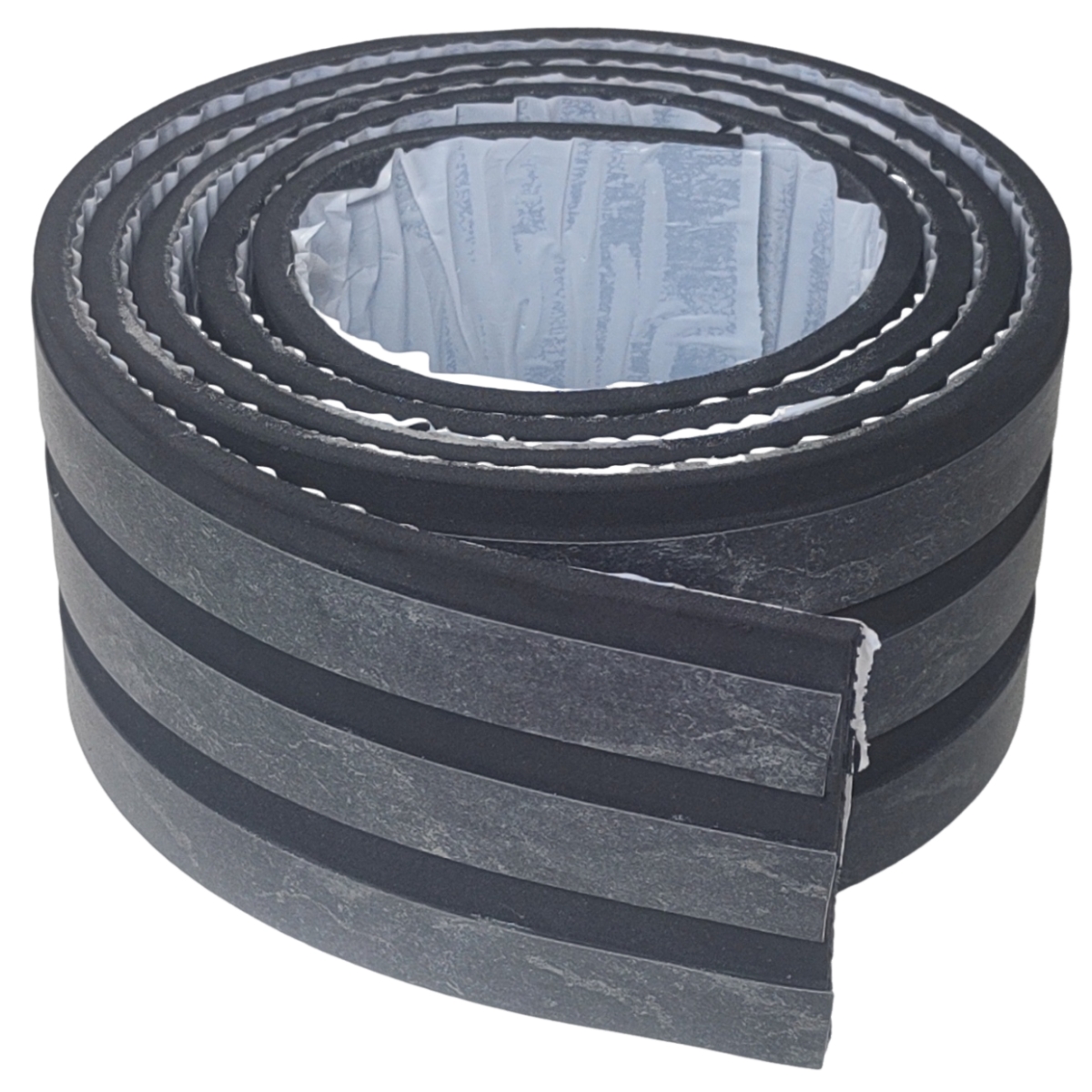 Eva Rodape Ripado Laminado Acabamento Marmo Preto - 2,5m