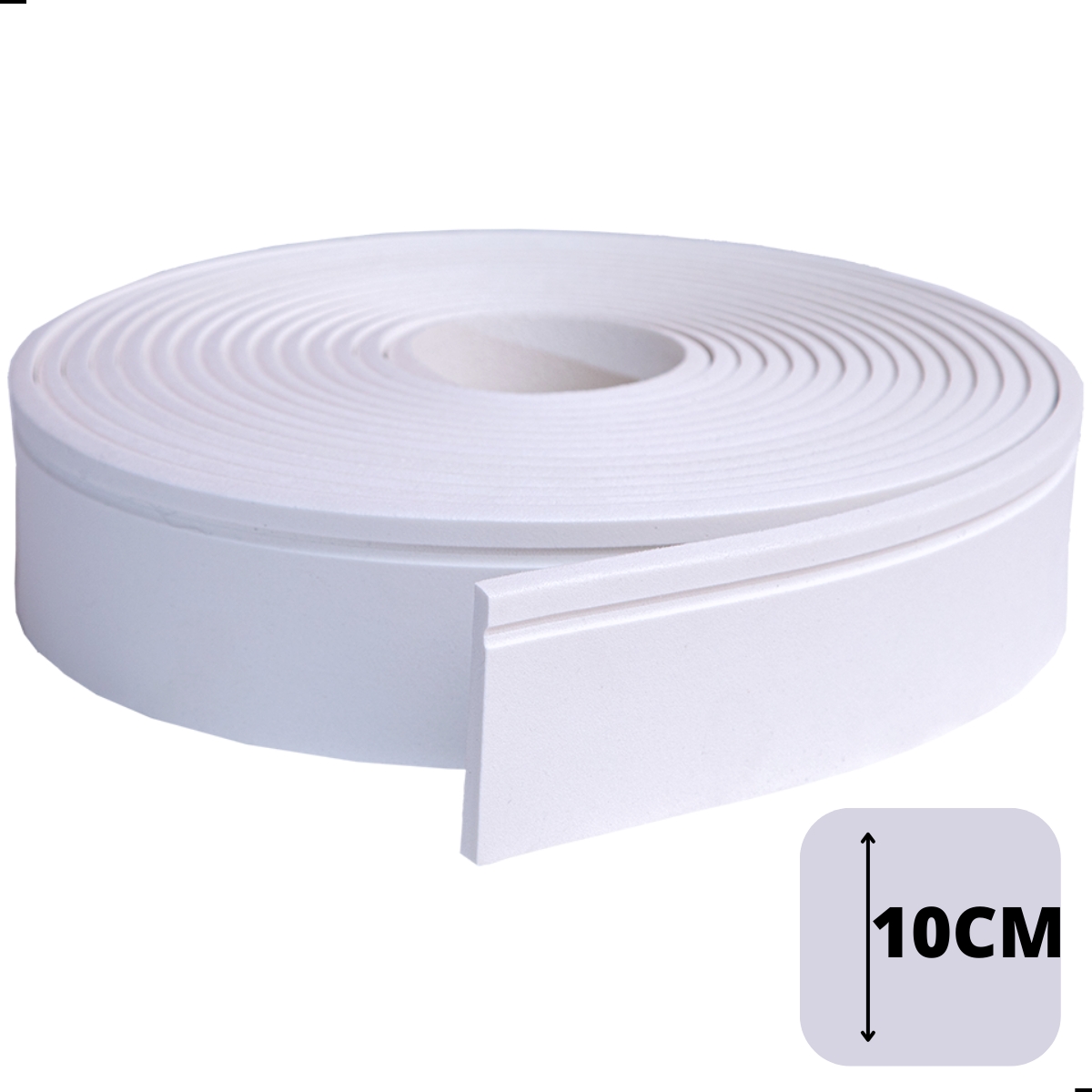 Rodapé Autocolante Flexível  - Boiserie Roda Meio Moldura Eva - 10cm 10 Metros
