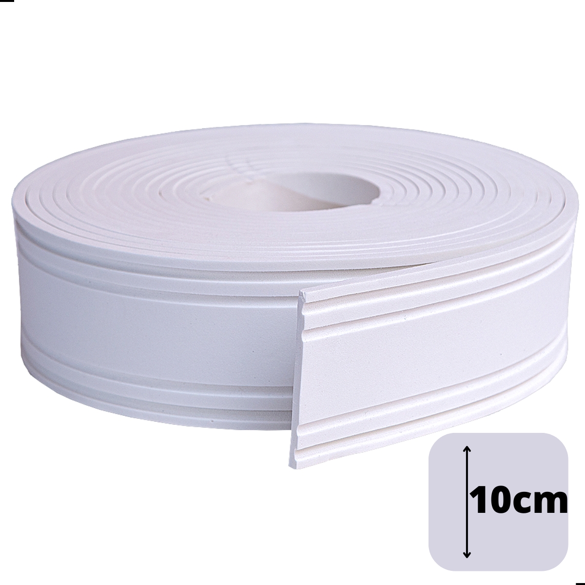 Rodapé Autocolante Flexível  - Boiserie Roda Meio Moldura Eva - 10cm 10 Metros