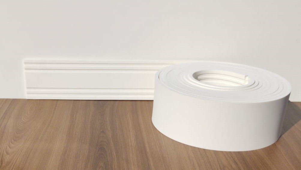 Rodapé Autocolante Flexível  - Boiserie Roda Meio Moldura Eva - 10cm 10 Metros