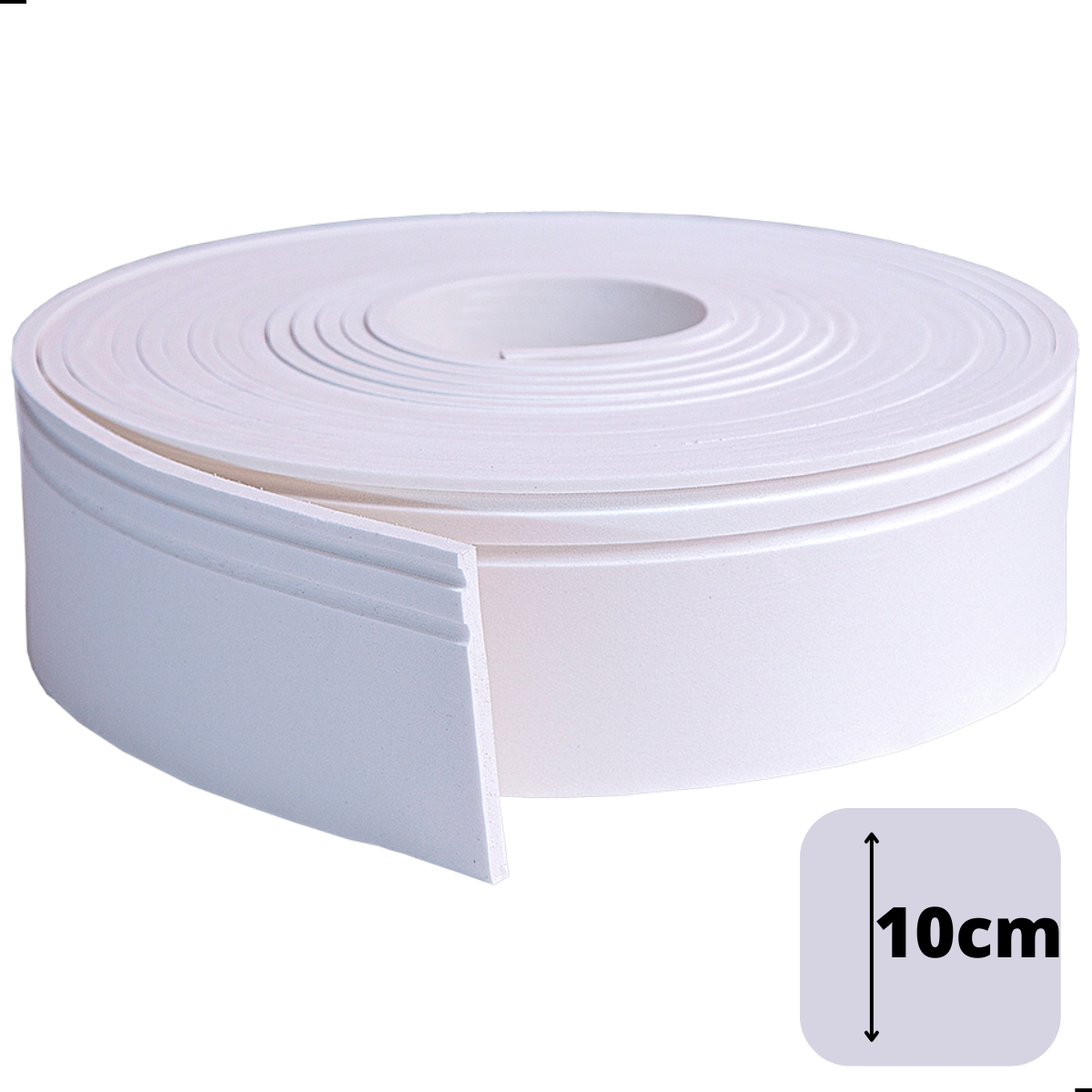 Rodapé Autocolante Flexível  - Boiserie Roda Meio Moldura Eva - 10cm 10 Metros