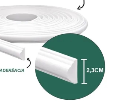 Rodapé Autocolante Flexível  - Boiserie Roda Meio Moldura Eva - 2,3cm 10 Metros