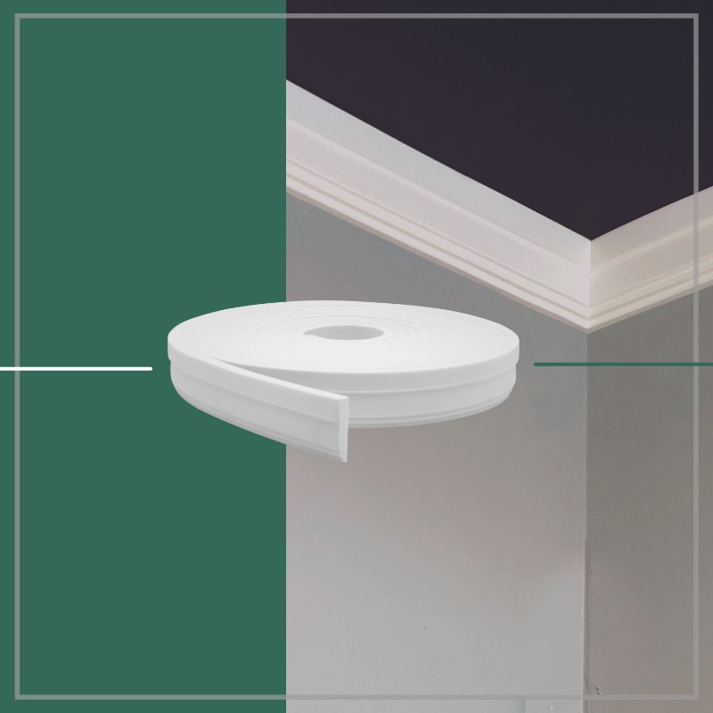 Rodapé Autocolante Flexível  - Boiserie Roda Meio Moldura Eva - 5cm 10 Metros