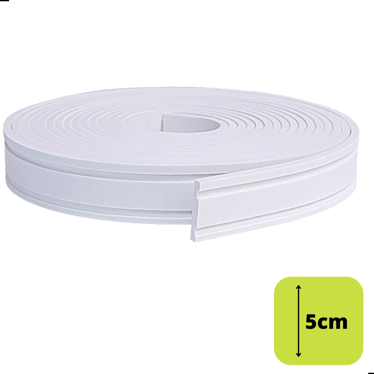 Rodapé Autocolante Flexível  - Boiserie Roda Meio Moldura Eva - 5cm 5 Metros