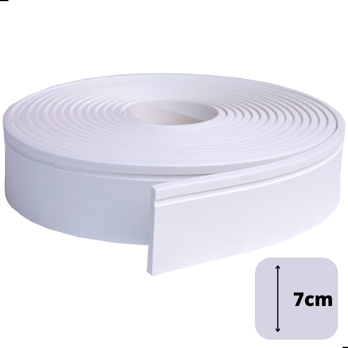 Rodapé Autocolante Flexível  - Boiserie Roda Meio Moldura Eva - 7cm 5 Metros