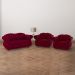 Conjunto 1 Namoradeira + 2 Poltronas Chesterfield Merlô Suede Bordô / Decoração, barbearia, sala, recepção