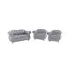 Conjunto 1 Namoradeira + 2 Poltronas Chesterfield Merlô Suede Cinza Prata / Decoração, barbearia, sala, recepção