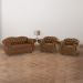 Conjunto 1 Namoradeira + 2 Poltronas Chesterfield Merlô Suede Marrom / Decoração, barbearia, sala, recepção