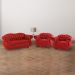 Conjunto 1 Namoradeira + 2 Poltronas Chesterfield Merlô Suede Vermelho / Decoração, barbearia, sala, recepção