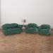 Conjunto 1 Namoradeira + 2 Poltronas Chesterfield Merlô Suede verde Musgo / Decoração, barbearia, sala, recepção