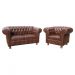 Conjunto Sofa Namoradeira Chesterfield Capitone Luis XV Courano Marrom / decoracao, sala tv estar, recepcao