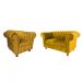 Conjunto Sofa Namoradeira Chesterfield Capitone Luis XV Suede Amarelo / decoracao, sala tv estar, recepcao