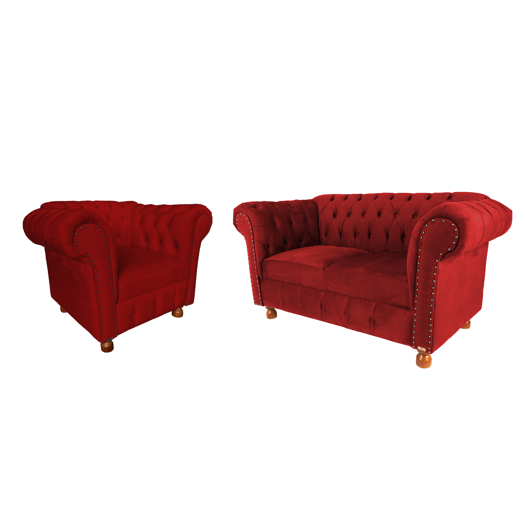 Conjunto Sofa Namoradeira Chesterfield Capitone Luis XV Suede Bordô / decoracao, sala tv estar, recepcao