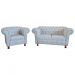 Conjunto Sofa Namoradeira Chesterfield Capitone Luis XV Suede Nude / decoracao, sala tv estar, recepcao