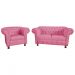 Conjunto Sofa Namoradeira Chesterfield Capitone Luis XV Suede Rosa / decoracao, sala tv estar, recepcao