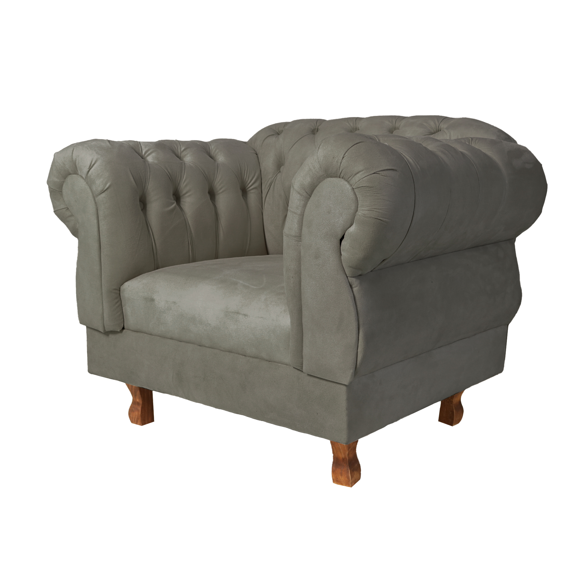 Kit 2 poltronas Chesterfield Capitonê Elisabeth Suede Cinza Decoração, Recepção, Salas de Tv e Estar