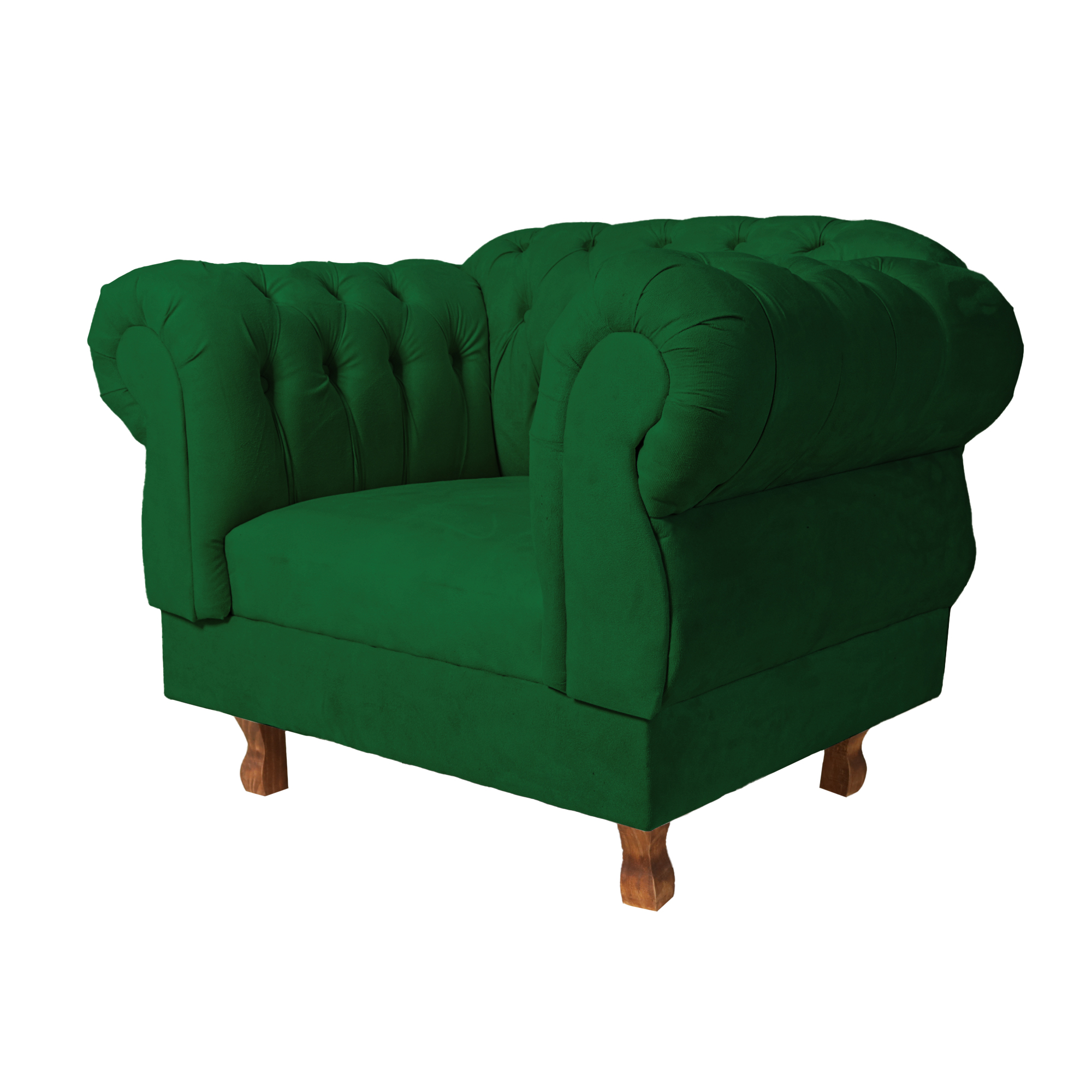 Kit 2 poltronas Chesterfield Capitonê Elisabeth Suede Verde Bandeira Decoração, Recepção, Salas de Tv e Estar