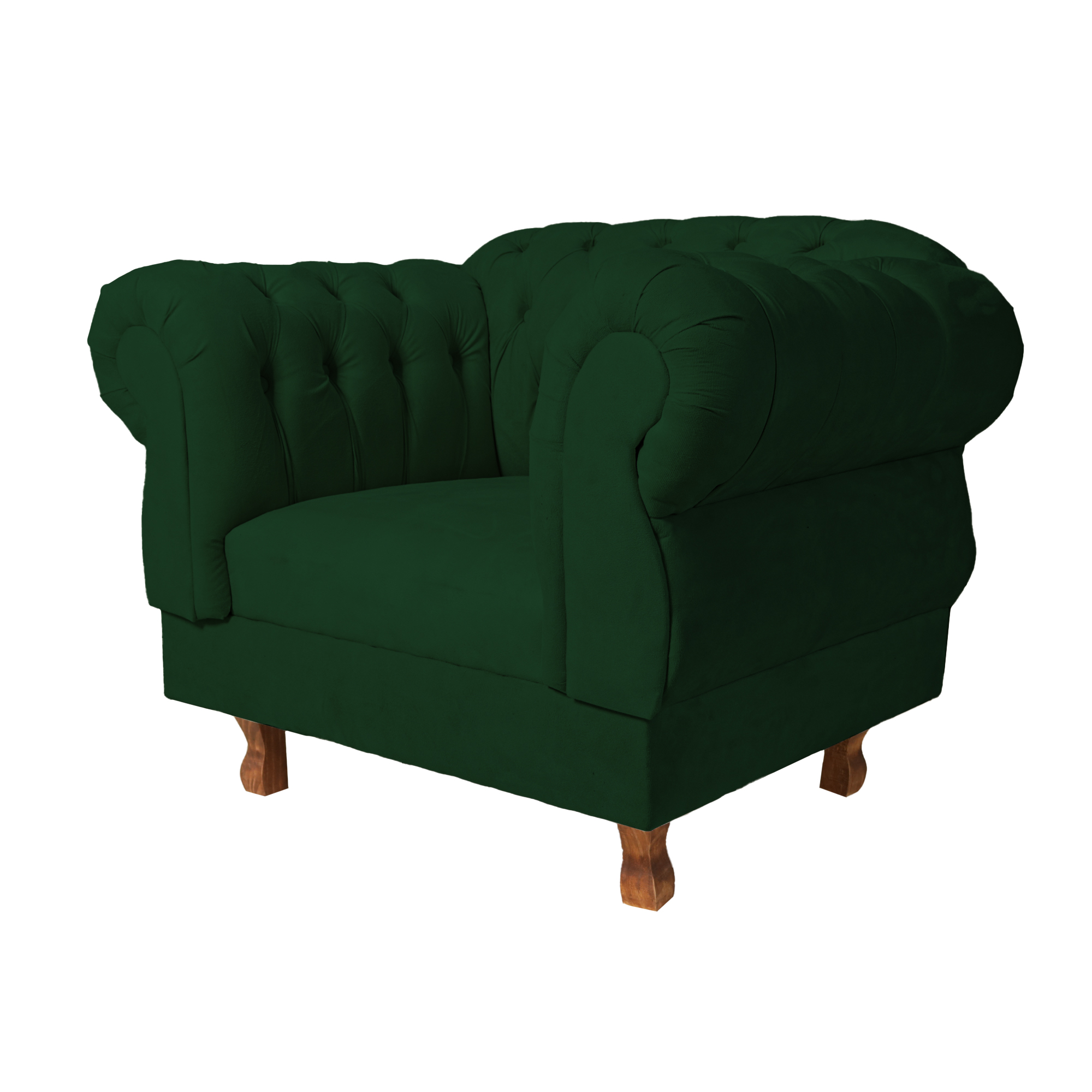 Kit 2 poltronas Chesterfield Capitonê Elisabeth Suede Verde Musgo Decoração, Recepção, Salas de Tv e Estar