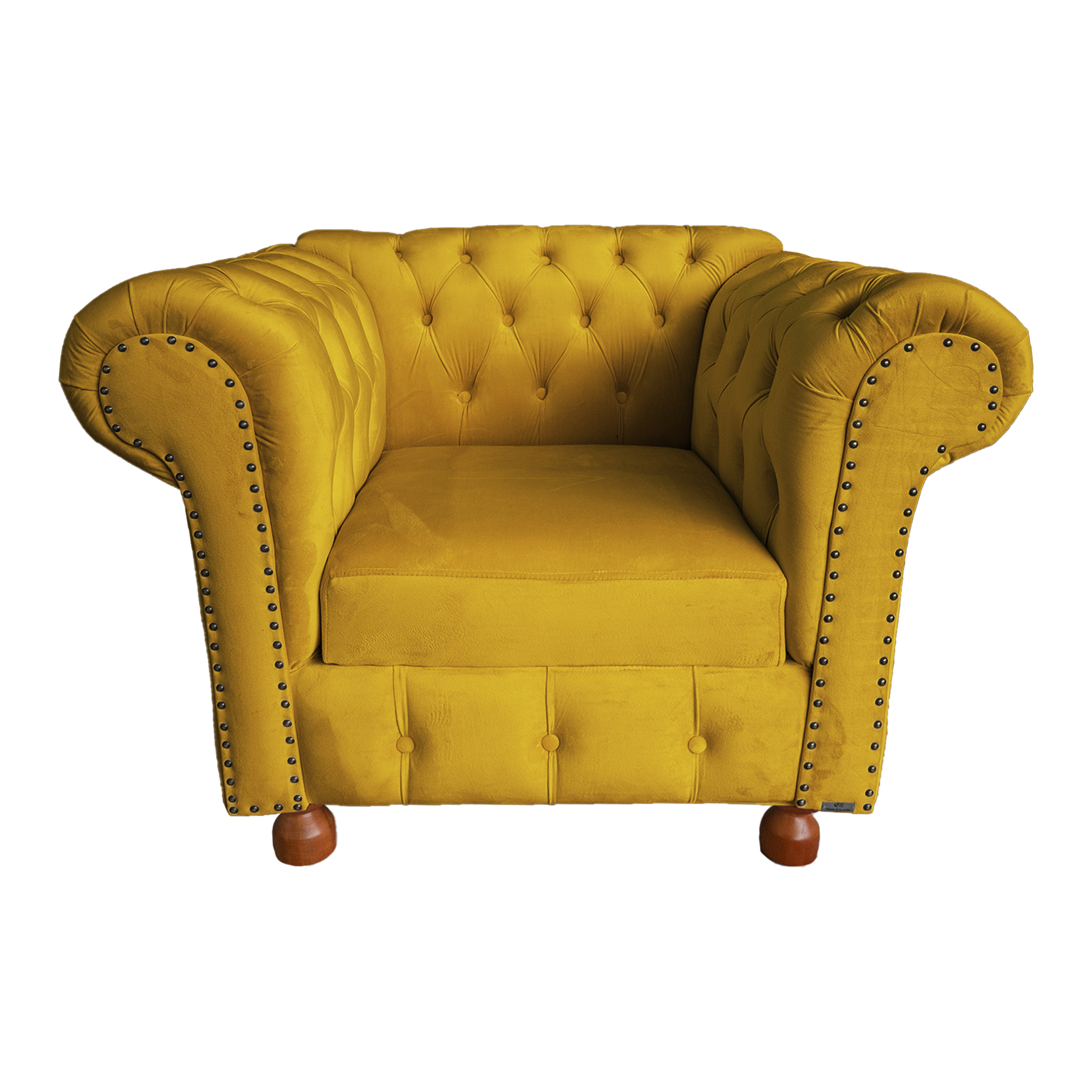 Kit Duas Poltronas Chesterfield Capitone Luis XV Suede Amarelo/ Decoracao, Sala tv estar, barbearia