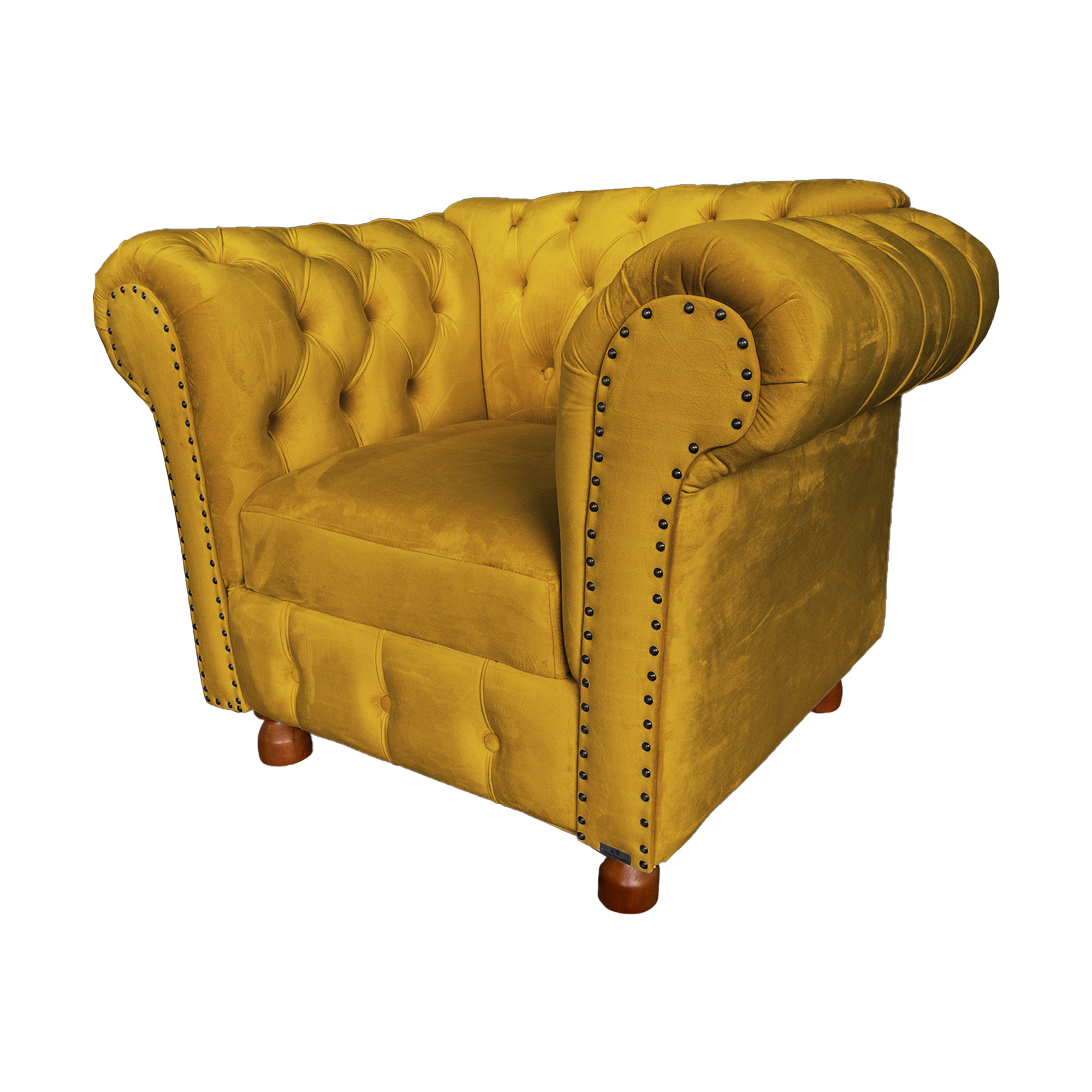 Kit Duas Poltronas Chesterfield Capitone Luis XV Suede Amarelo/ Decoracao, Sala tv estar, barbearia