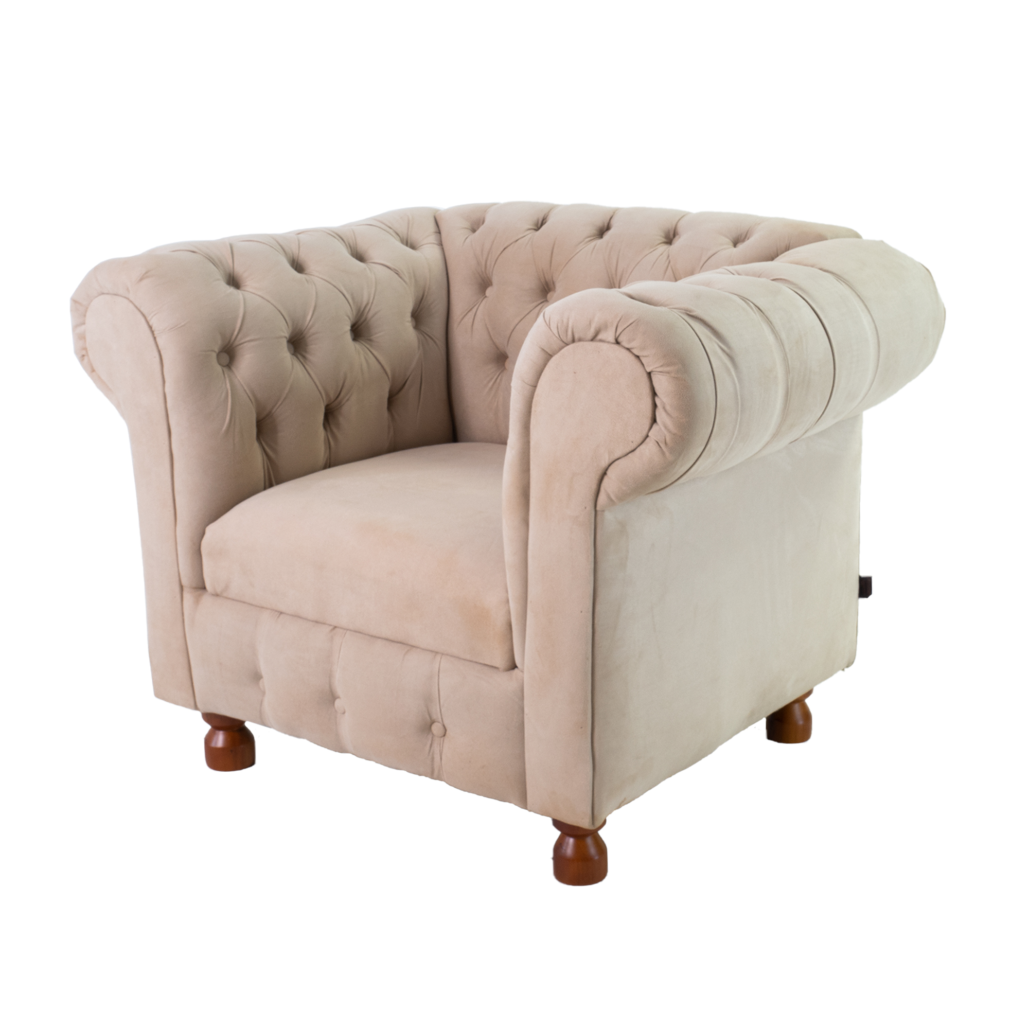 Kit Duas Poltronas Chesterfield Capitone Luis XV Suede Bege / Decoracao, Sala tv estar, barbearia