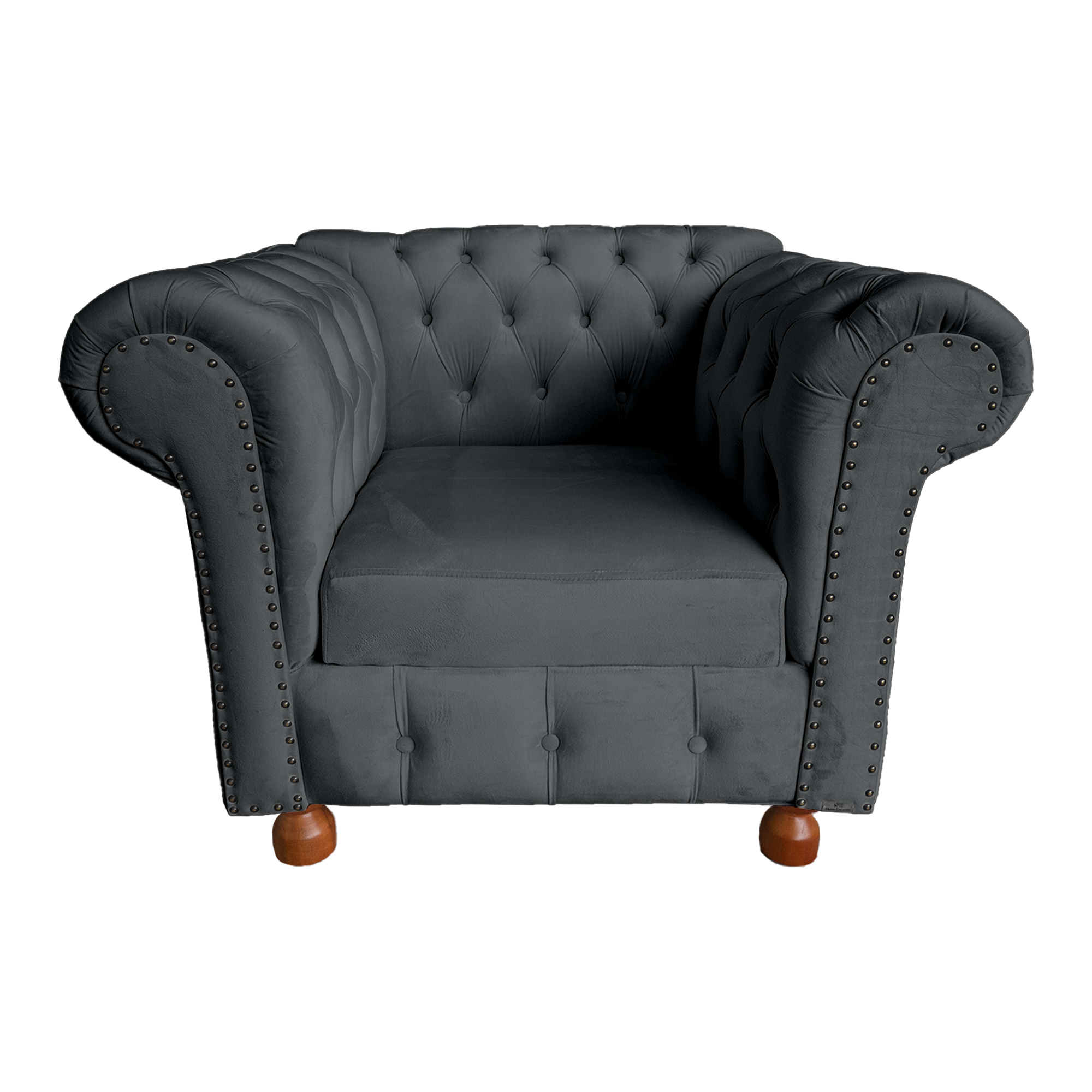 Kit Duas Poltronas Chesterfield Capitone Luis XV Suede Cinza Chumbo / Decoracao, Sala tv estar, barbearia