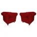 Kit Duas Poltronas Chesterfield Capitone Luis XV Suede Vermelho/ Decoracao, Sala tv estar, barbearia