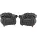 Kit Duas Poltronas Chesterfield Merlo Suede Cinza Chumbo/ decoracao, sala tv estar, recepcao