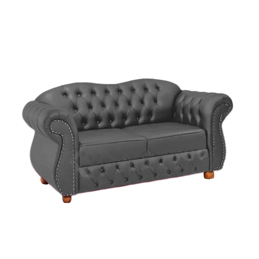 Namoradeira Chesterfield Merlô 2 Lugares Suede Cinza