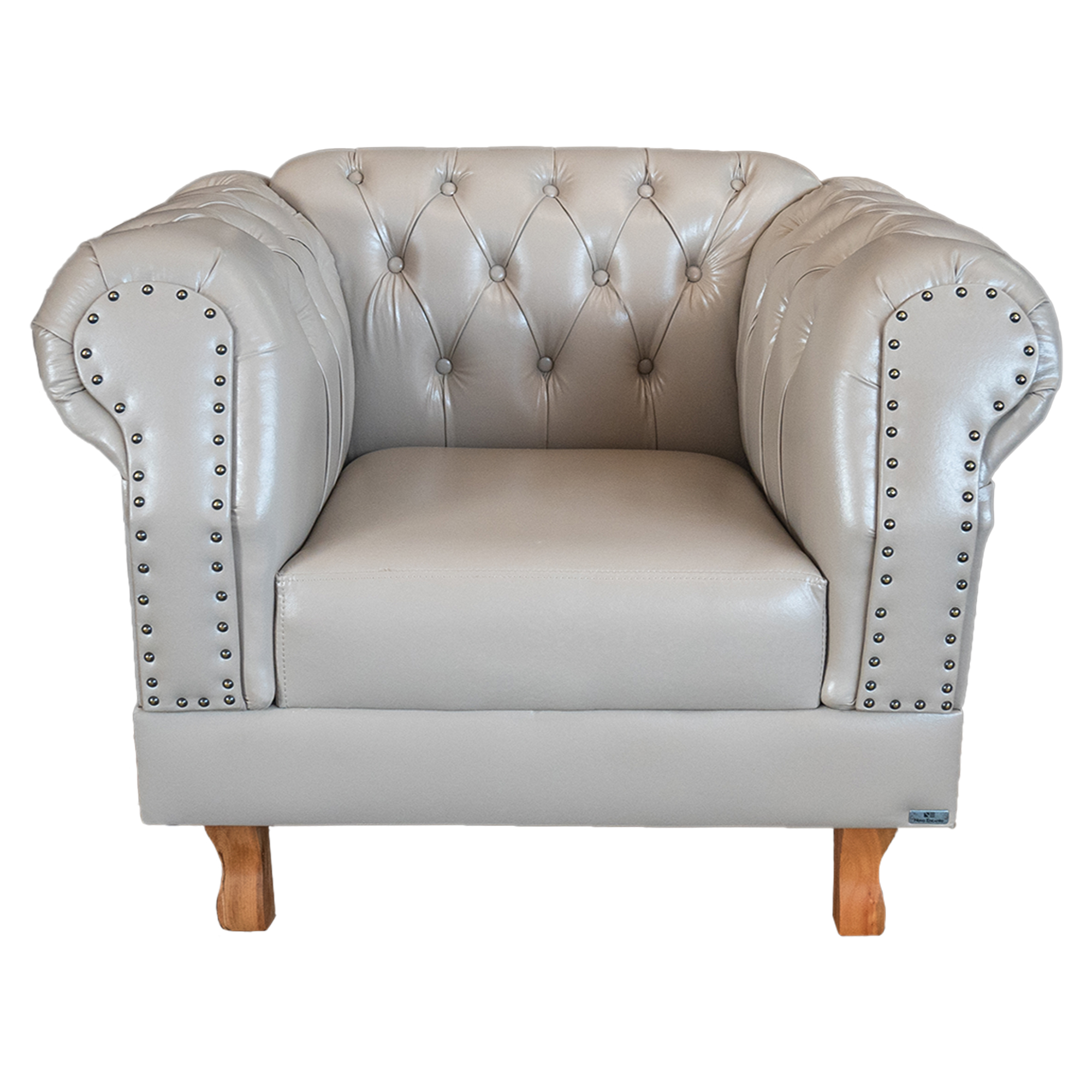 Poltrona Chesterfield Duque Com Capitonê Para Sala, Tv, Estar, Recepção - Corano Bege