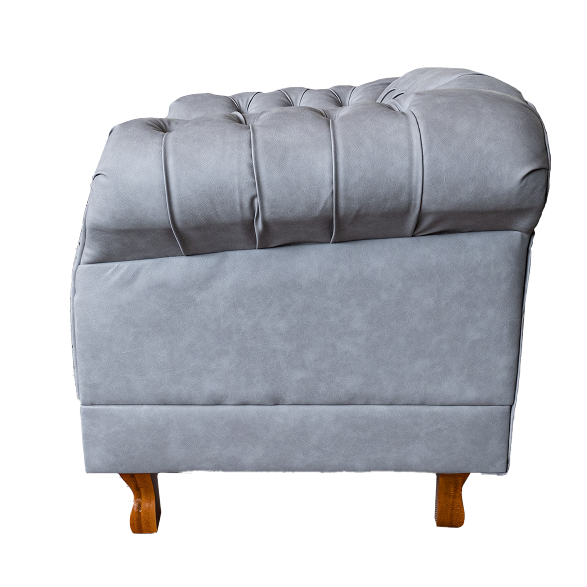 Poltrona Chesterfield Duque Com Capitonê Para Sala, Tv, Estar, Recepção - Couro Ecológico Cinza