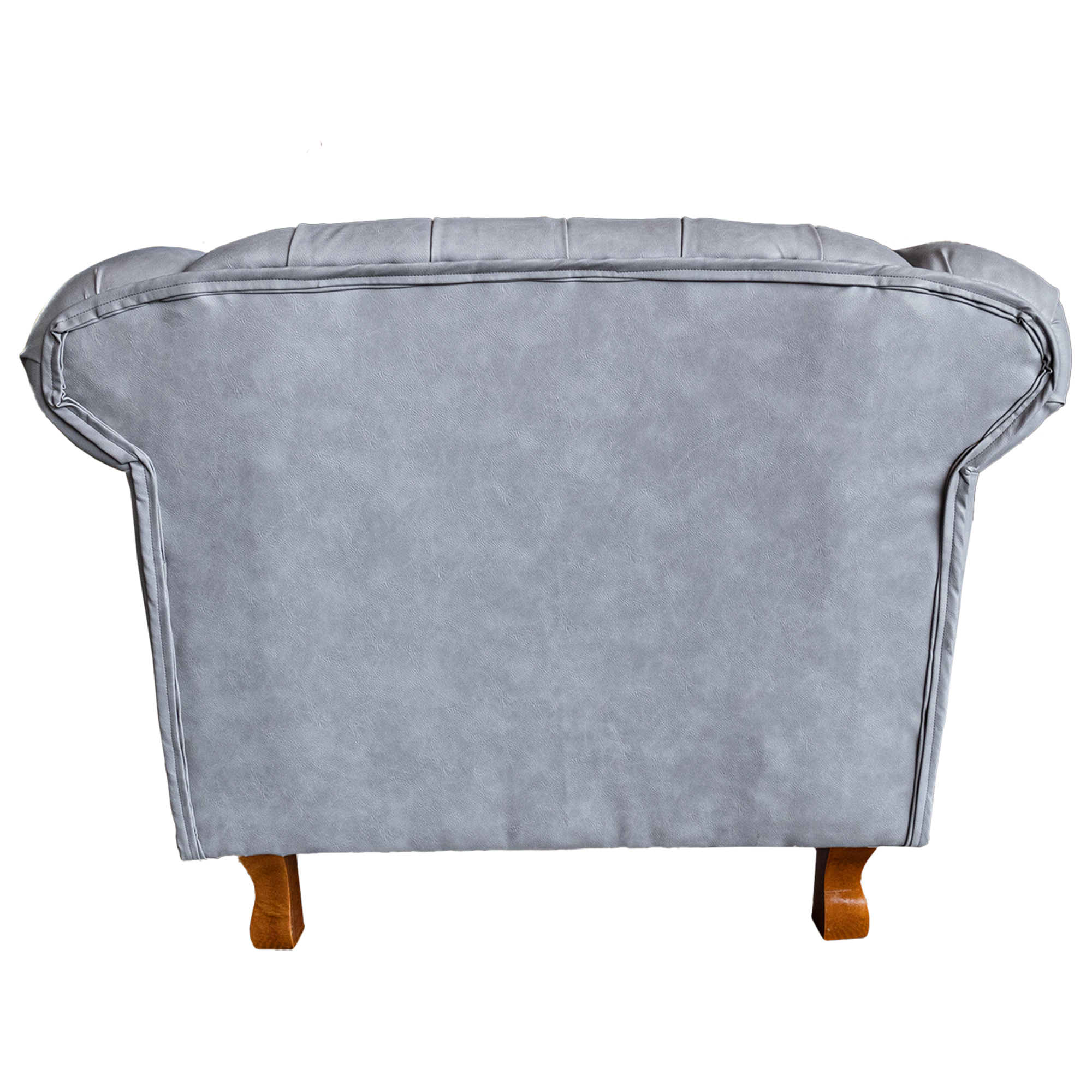 Poltrona Chesterfield Duque Com Capitonê Para Sala, Tv, Estar, Recepção - Couro Ecológico Cinza