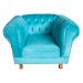 Poltrona Chesterfield Duque Com Capitonê Para Sala, Tv, Estar, Recepção - Suede Azul Tiffany
