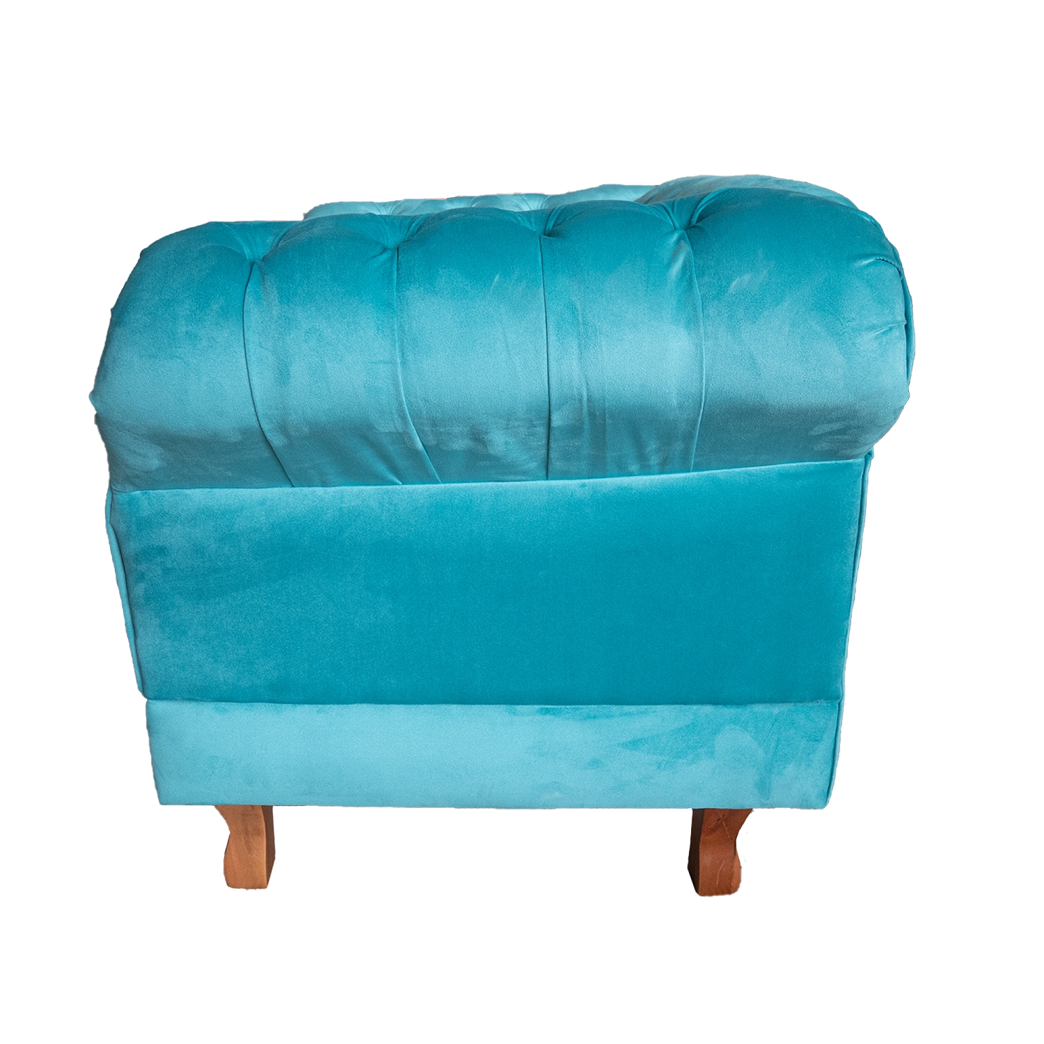 Poltrona Chesterfield Duque Com Capitonê Para Sala, Tv, Estar, Recepção - Suede Azul Tiffany