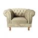 Poltrona Chesterfield Duque Com Capitonê Para Sala, Tv, Estar, Recepção - Suede Bege
