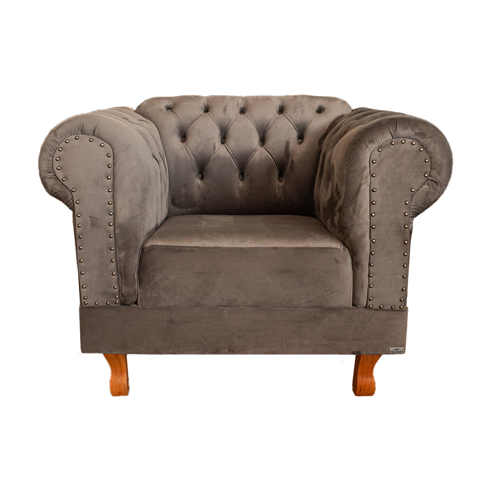 Poltrona Chesterfield Duque Com Capitonê Para Sala, Tv, Estar, Recepção - Suede Cinza Camurça