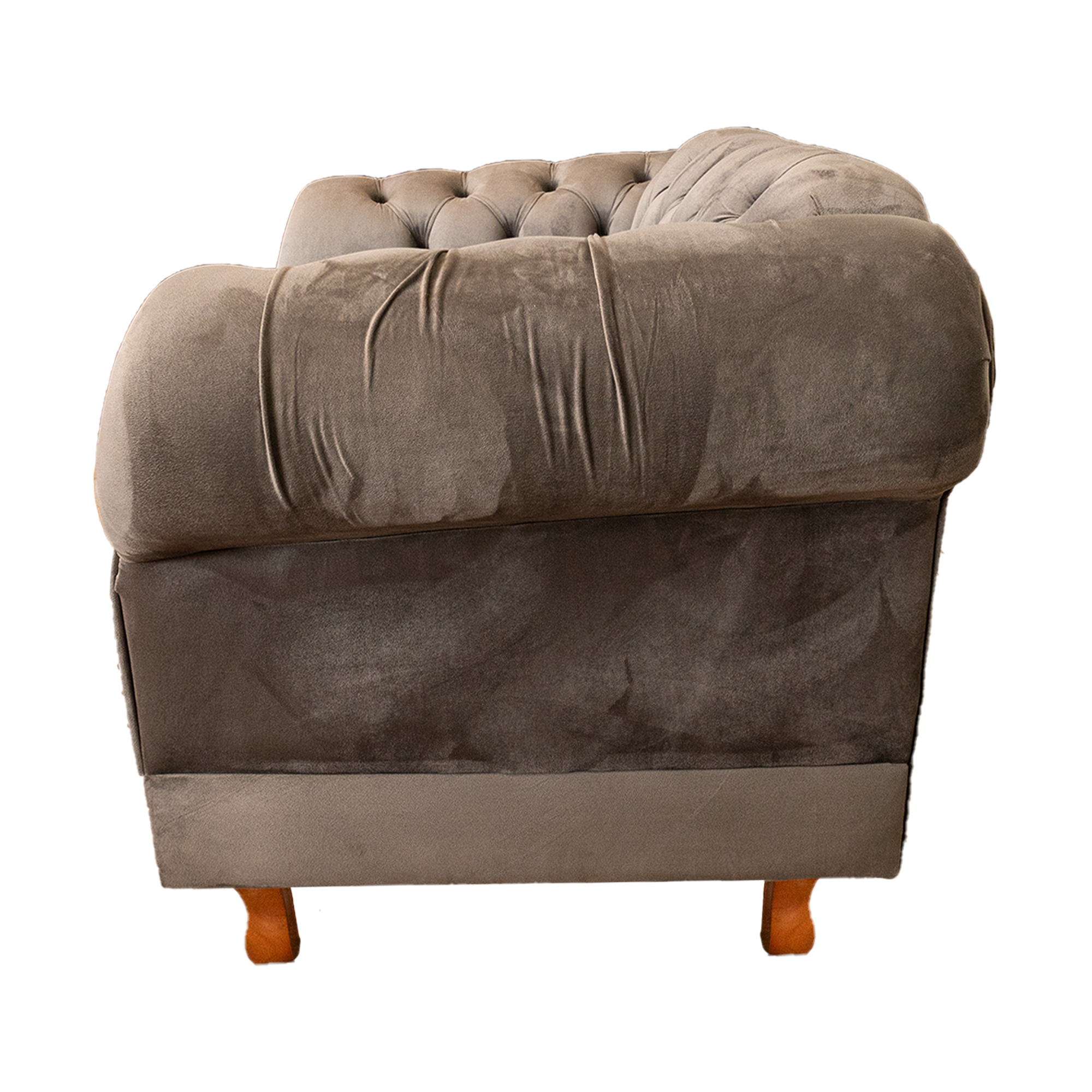Poltrona Chesterfield Duque Com Capitonê Para Sala, Tv, Estar, Recepção - Suede Cinza Camurça