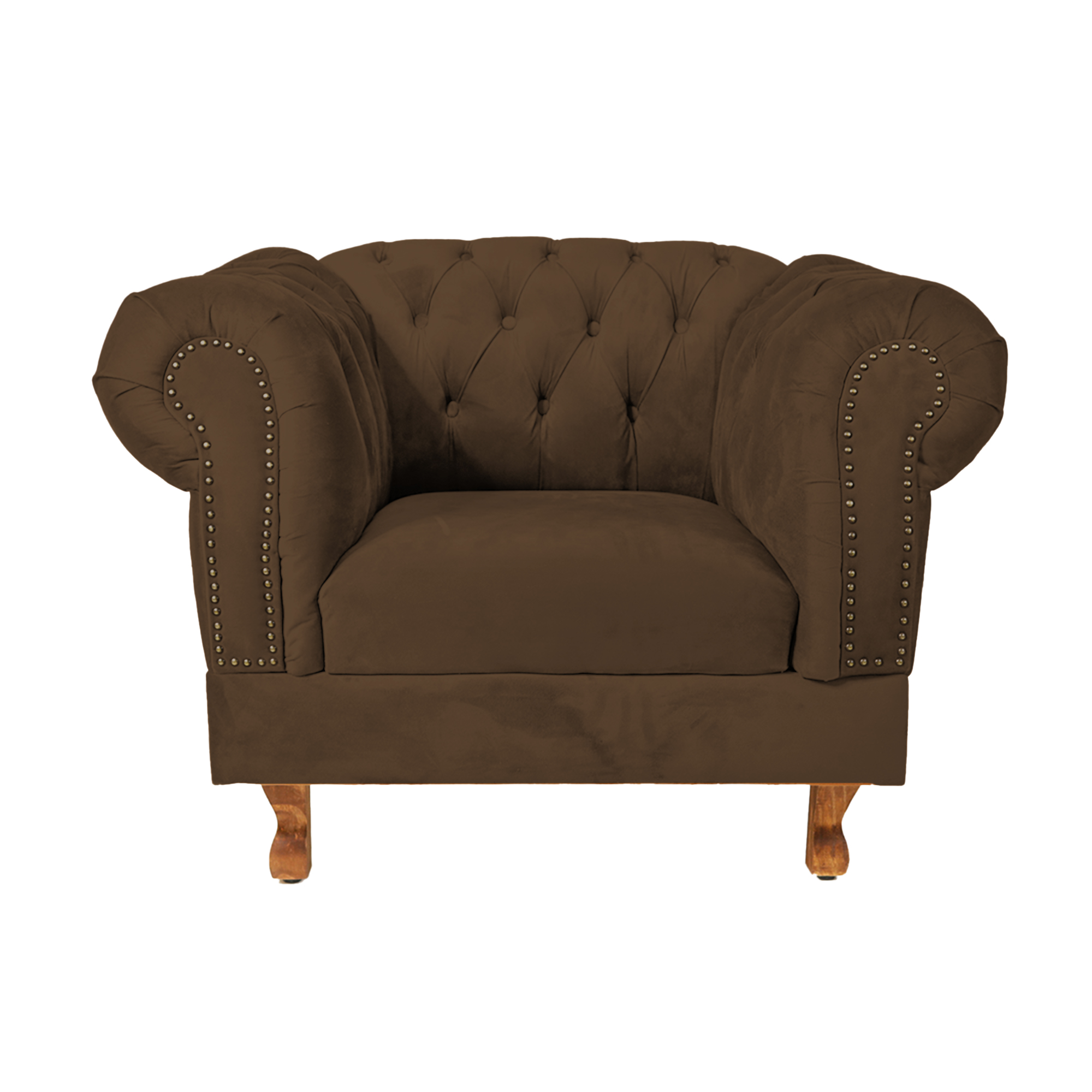Poltrona Chesterfield Duque Com Capitonê Para Sala, Tv, Estar, Recepção - Suede Marrom