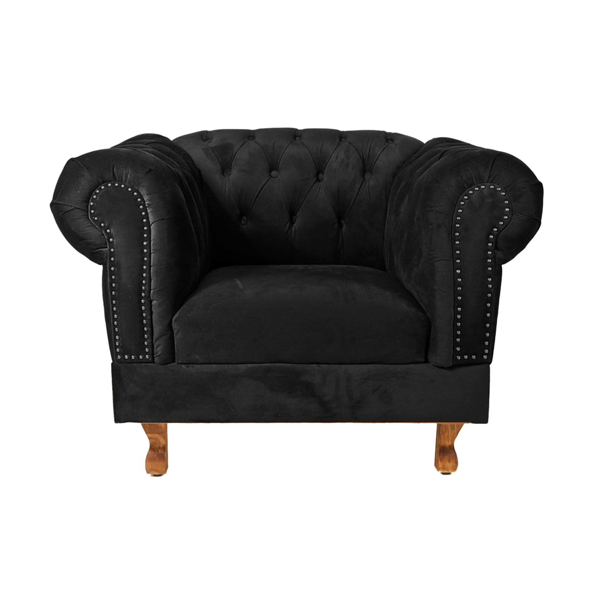 Poltrona Chesterfield Duque Com Capitonê Para Sala, Tv, Estar, Recepção - Suede Preto