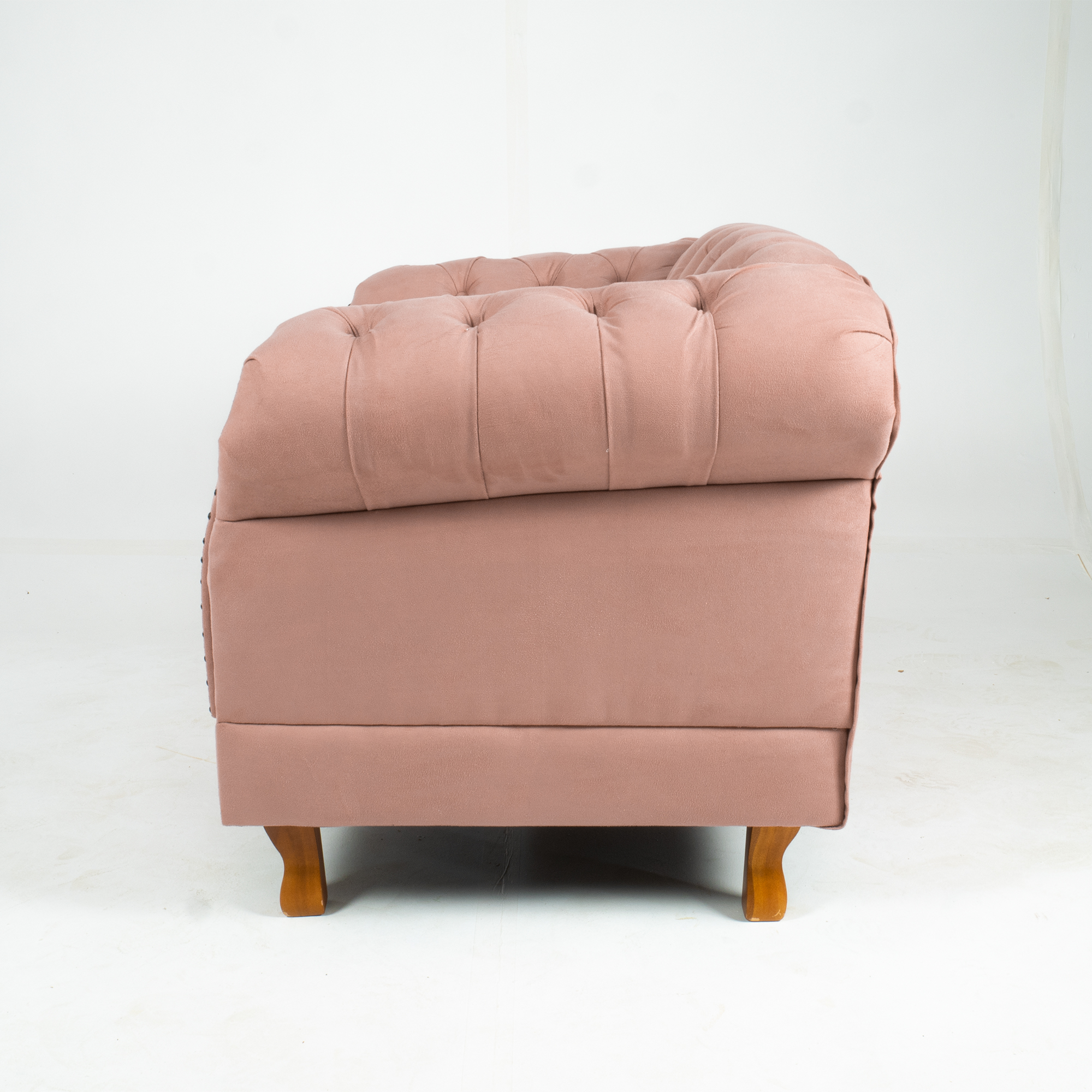 Poltrona Chesterfield Duque Com Capitonê Para Sala, Tv, Estar, Recepção - Suede Rosê