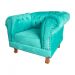 Poltrona Chesterfield Duque Com Capitonê Para Sala, Tv, Estar, Recepção - Suede Verde Acqua