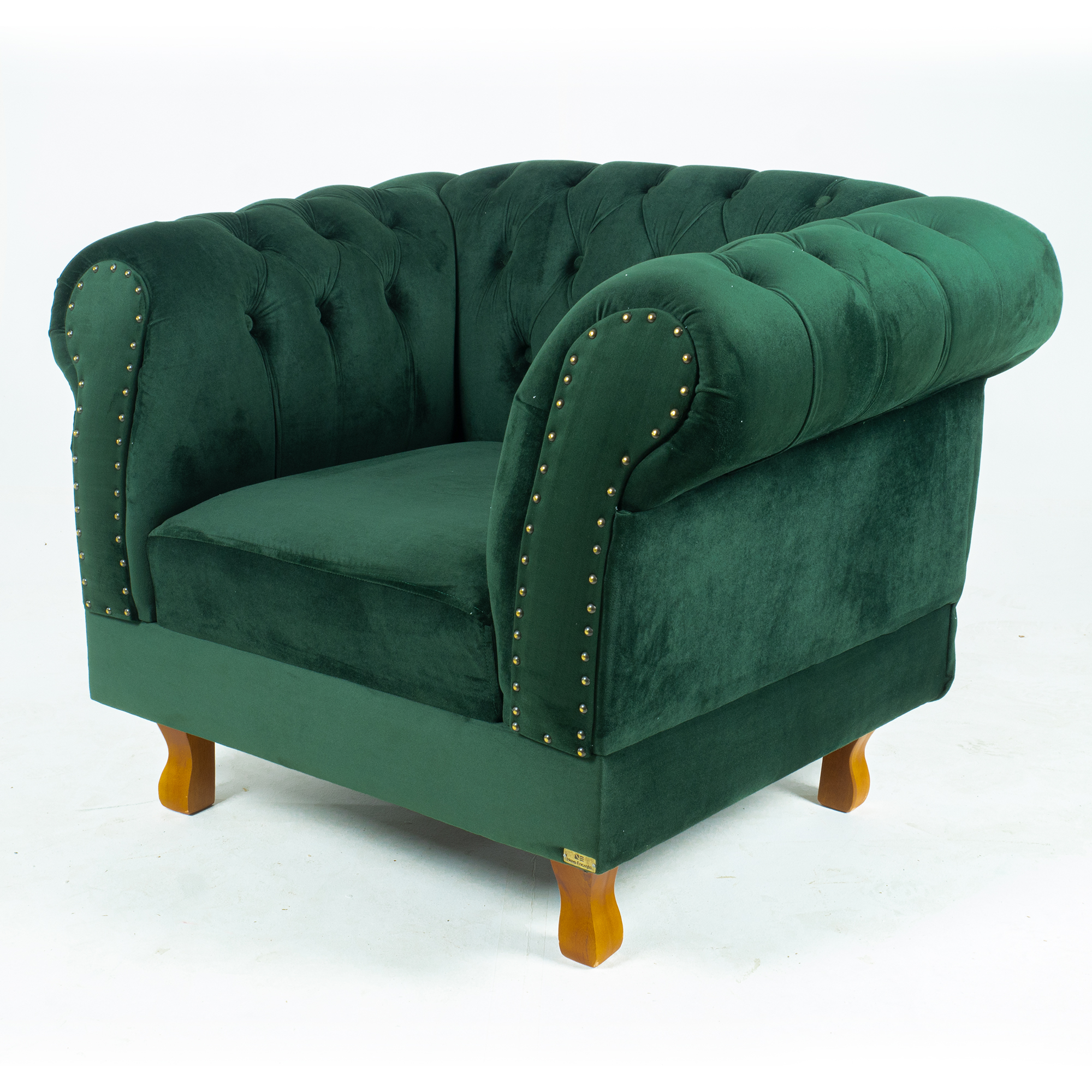 Poltrona Chesterfield Duque Com Capitonê Para Sala, Tv, Estar, Recepção - Suede Verde Musgo