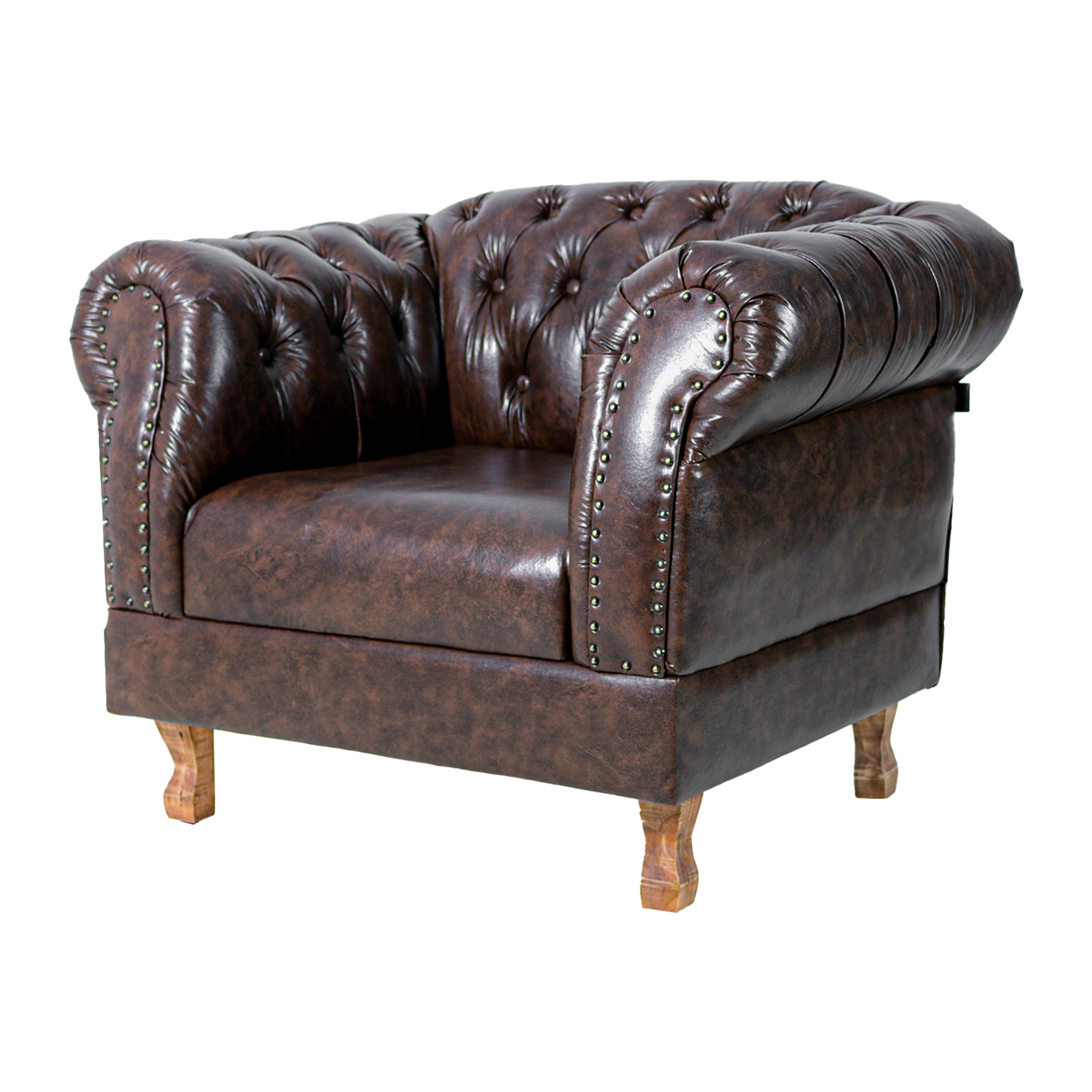 Poltrona Chesterfield Duque Com Capitonê Para Sala, Tv, Estar, Recepção, Barbearia - Corano Marrom