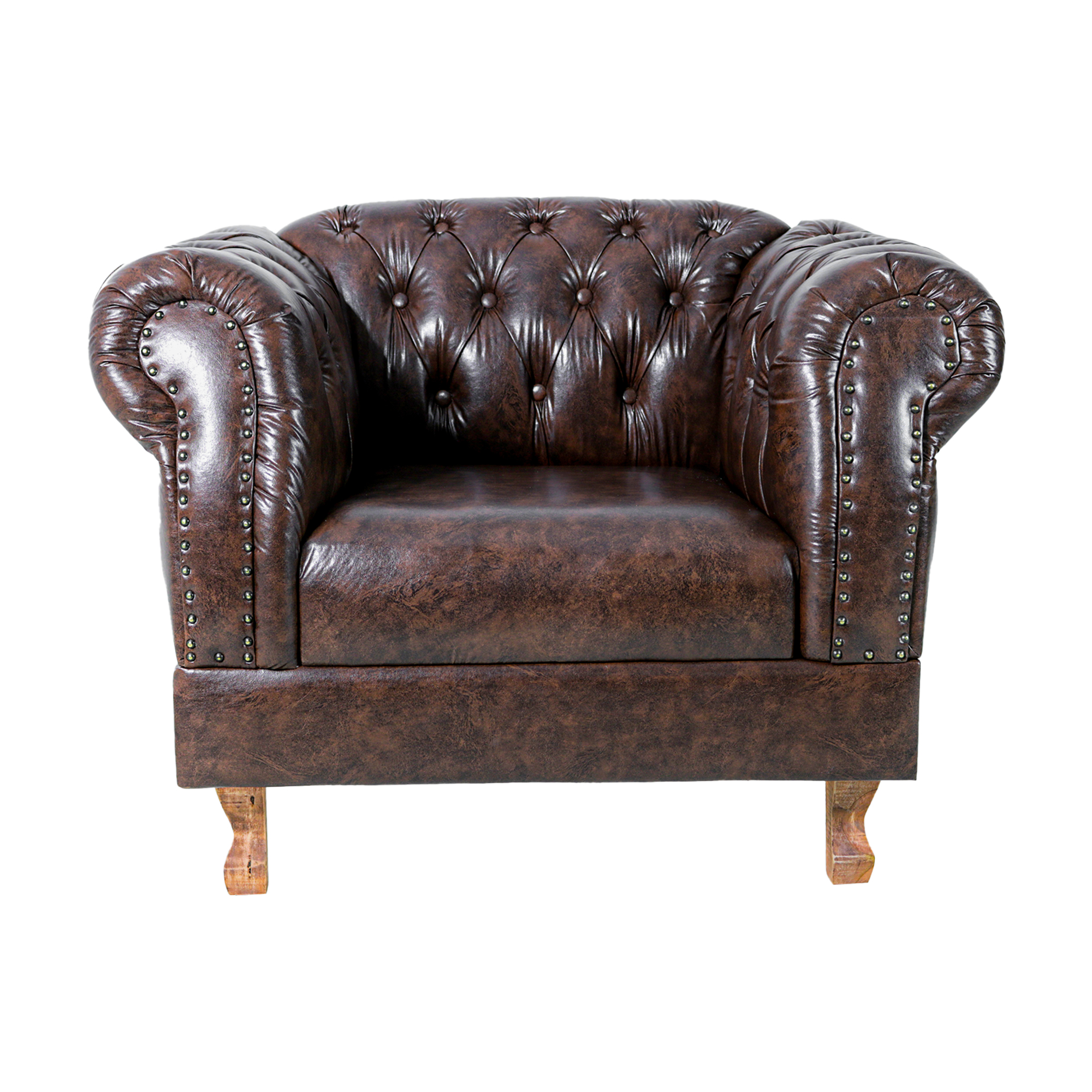 Poltrona Chesterfield Duque Com Capitonê Para Sala, Tv, Estar, Recepção, Barbearia - Corano Marrom